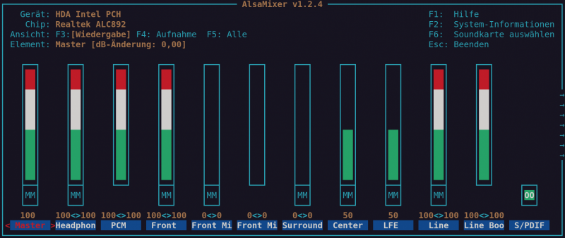 alsamixer - Soundquellen li