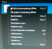 binary öffnen, kontextmenü
